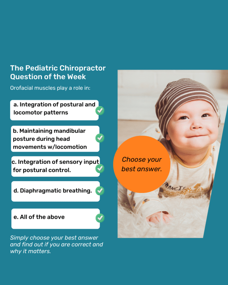 Your Chiropractic Pediatric Question of the Week - Orofacial muscles play a role in: